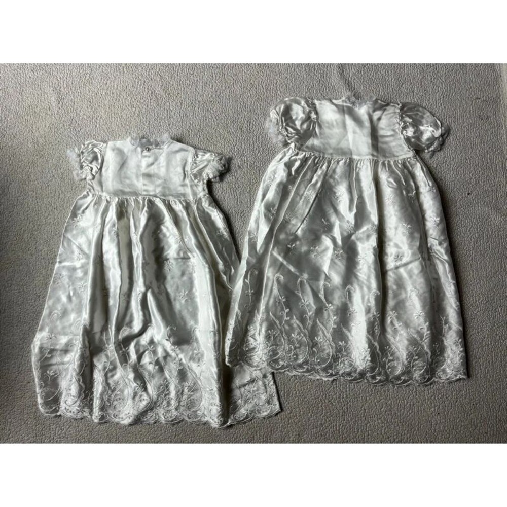 2 Vintage Phyllis Satin White Communion Dresses